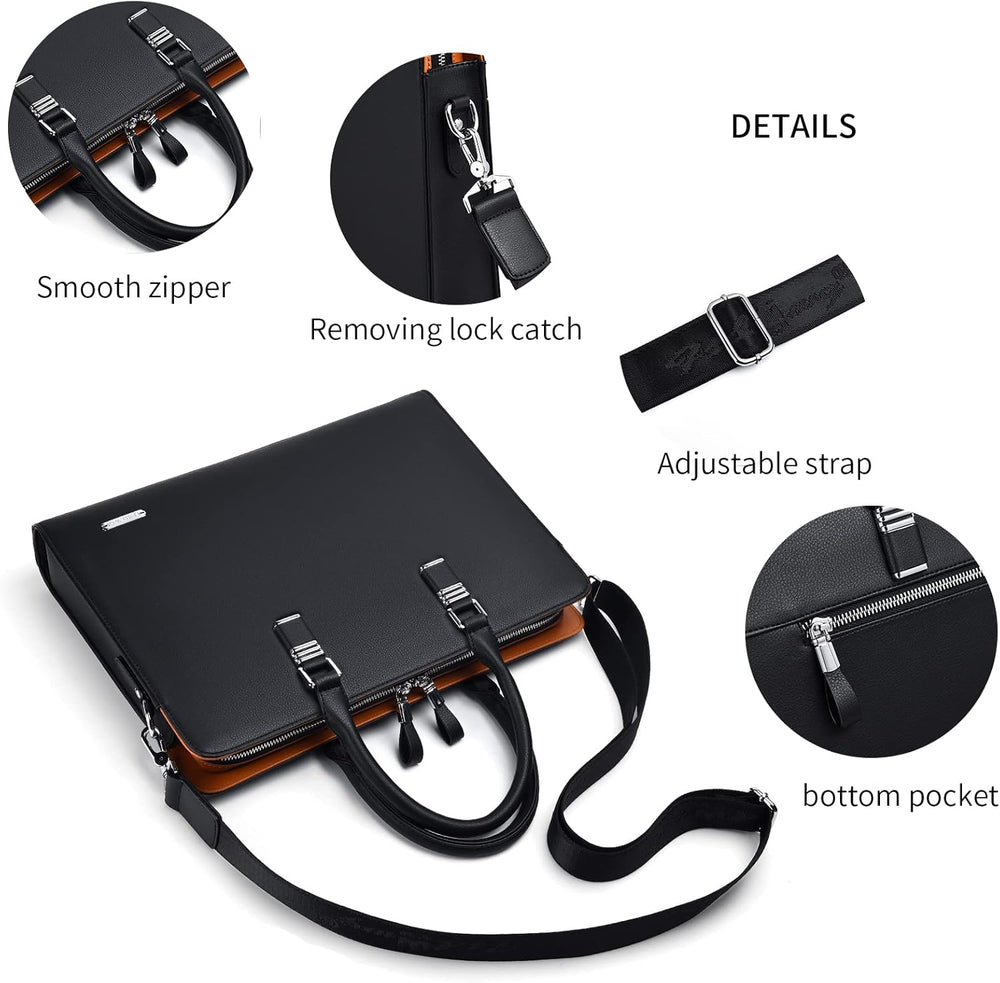 Premium Genuine Leather Multi-Compartment Business Briefcase for Professionals - Stylish & Durable Work Bag