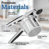 Optimized Product Title: **Edelstahl Kartoffelpresse für perfekt glattes Püree – Hochwertige Kartoffelpresse für einfache Zubereitung** 

This title includes relevant keywords while emphasizing the product's quality and functionality, making it more appea