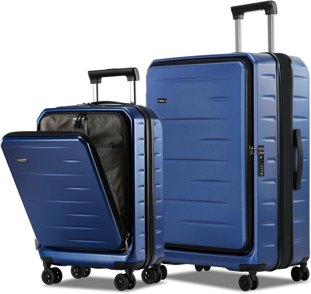 Expandable Hard Shell Carry-On Luggage with Front Pocket & TSA-Approved Lock - Lightweight Travel Suitcase
