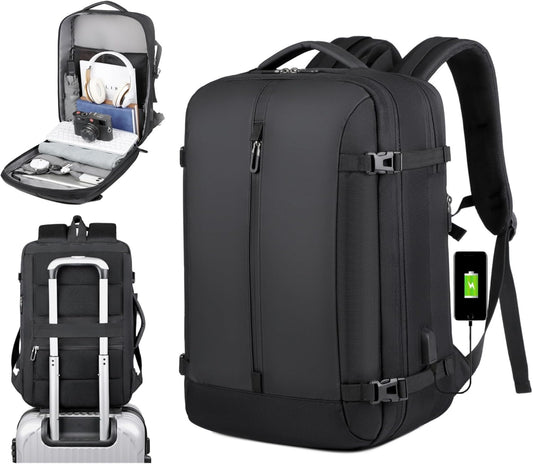 AirVoyage 40L Expandable Waterproof Travel Backpack with USB Charging Port & 17” Laptop Sleeve