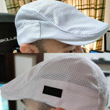 Men's Mesh Flat Cap – Breathable Cotton, Adjustable Fit & Ventilated Crown