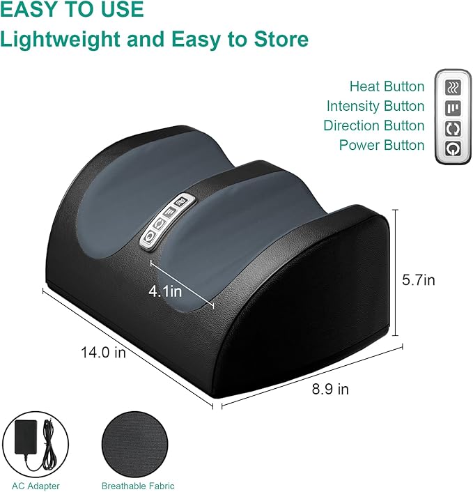 Electric Foot Massager – Heat Function, 3 Speed Settings & Dual Rotation