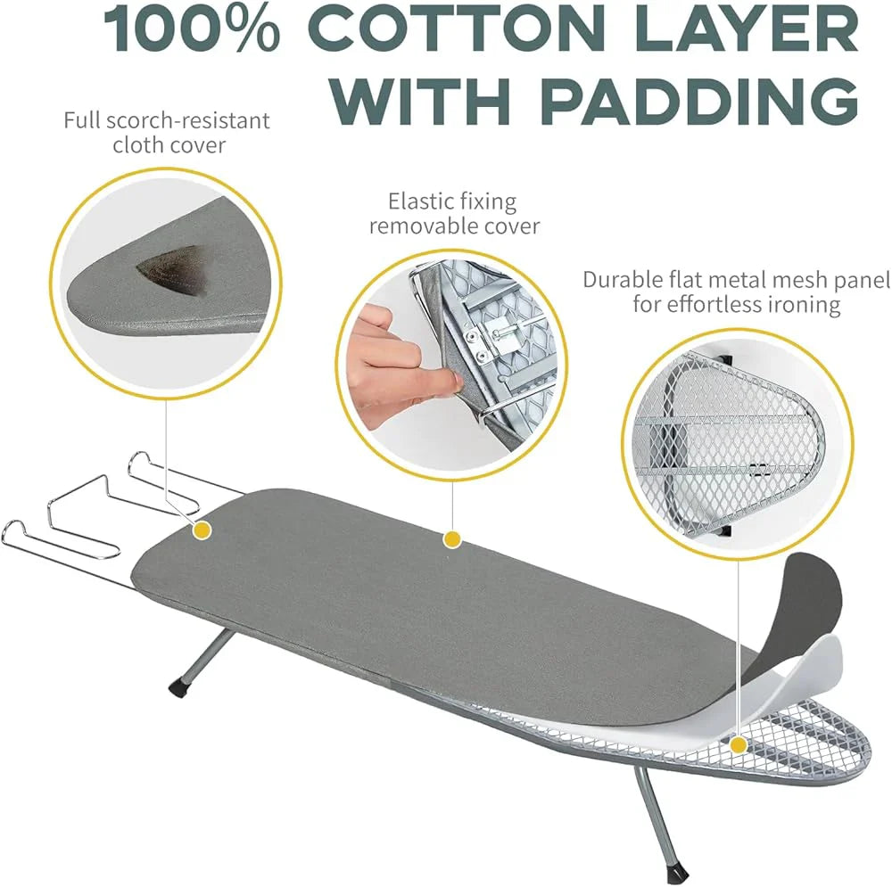 Portable Tabletop Ironing Board – Foldable 81×30.5cm, Iron Rest & Padded Feet