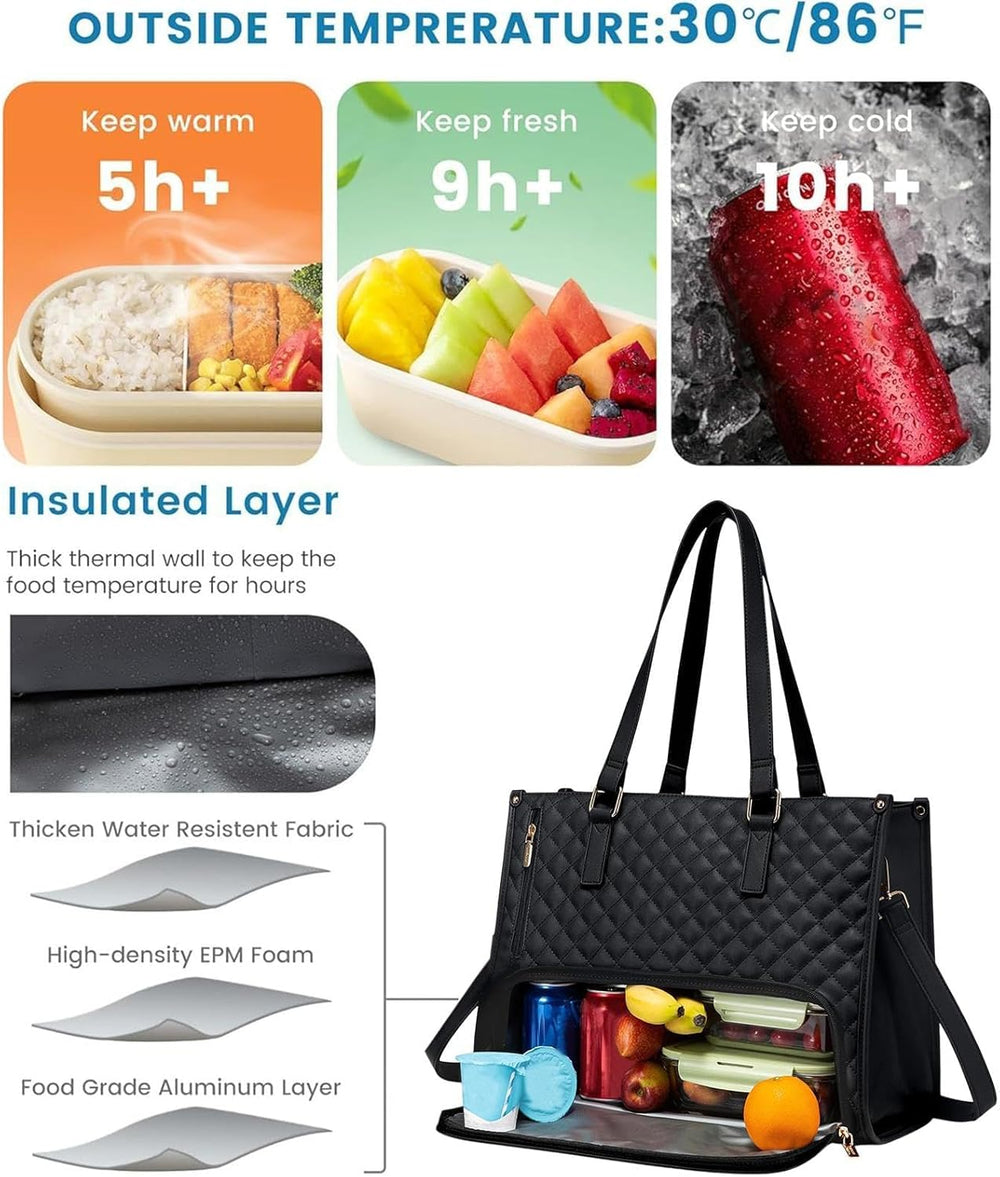 2-in-1 Insulated Lunch & Laptop Tote Bag - Perfect for Work, Travel & Daily Use