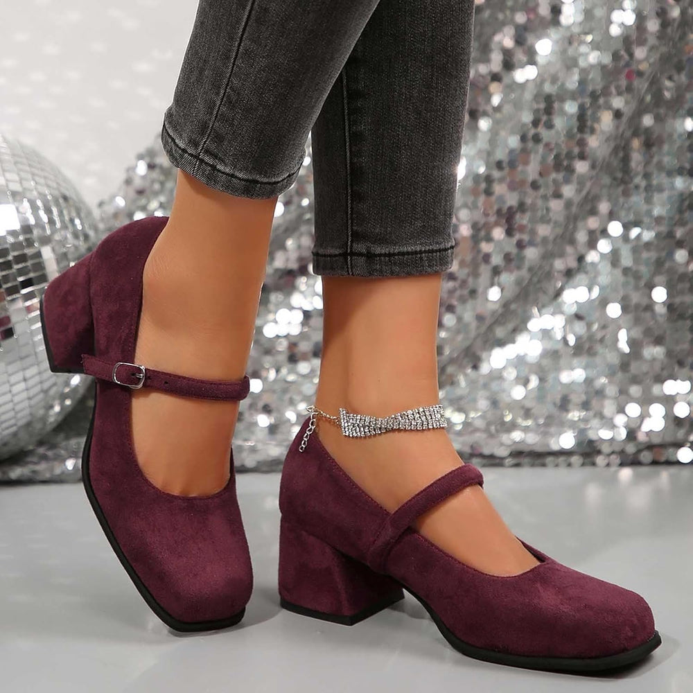 Lena – Suede Buckle Pumps
