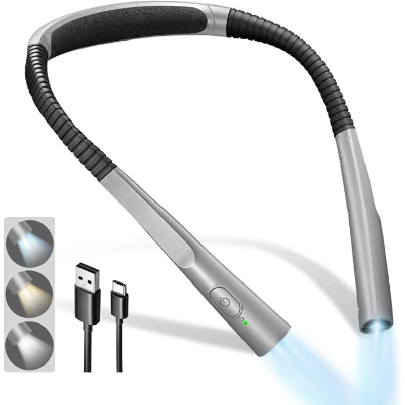 BowLift | LED Neck Reading Lamp, Book Light for Reading in Bed, 3 Colors, 6 Brightness Levels, Flexible Arm, Rechargeable, Durable, Perfect for Reading, Knitting, Camping, Repairing