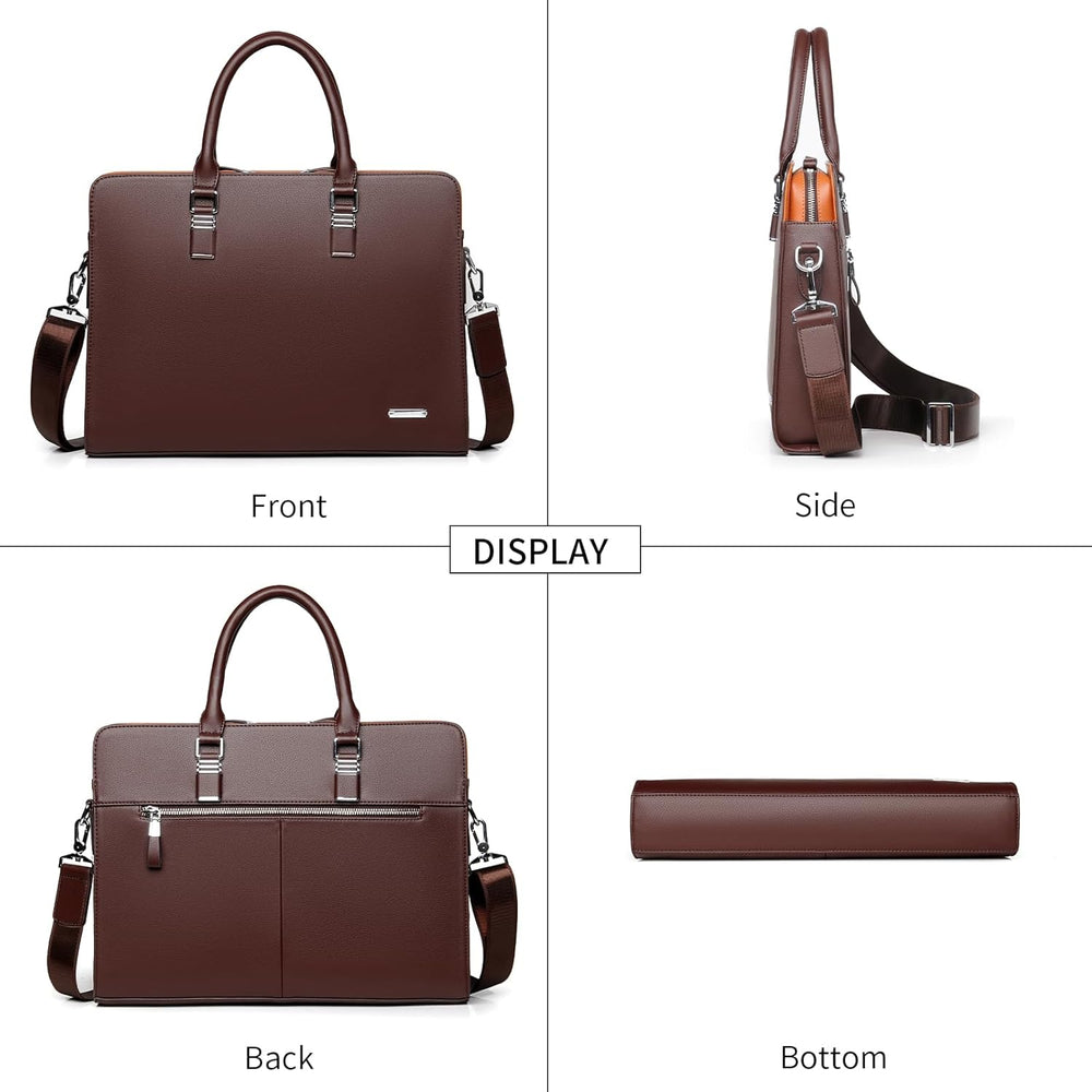 Premium Genuine Leather Multi-Compartment Business Briefcase for Professionals - Stylish & Durable Work Bag