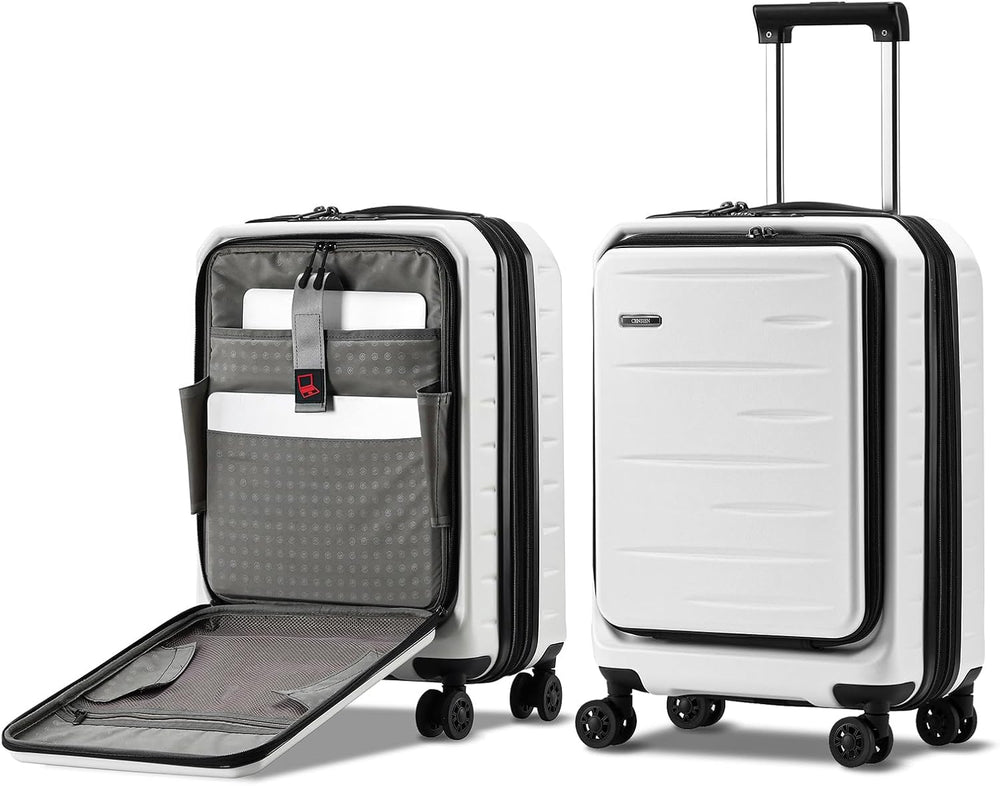 Expandable Hard Shell Carry-On Luggage with Front Pocket & TSA-Approved Lock - Lightweight Travel Suitcase