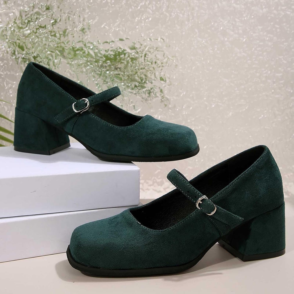 Lena – Suede Buckle Pumps
