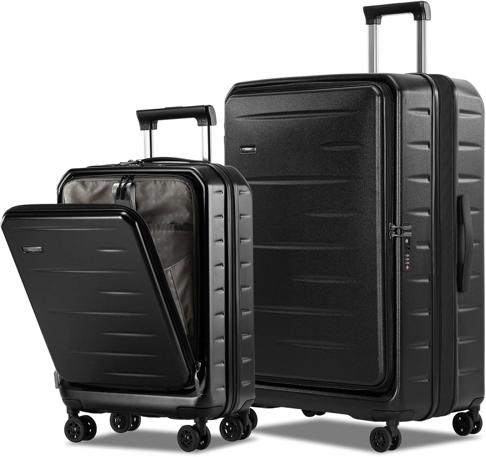 Expandable Hard Shell Carry-On Luggage with Front Pocket & TSA-Approved Lock - Lightweight Travel Suitcase