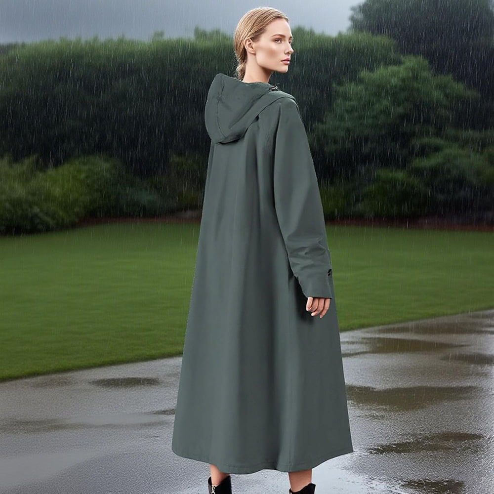 Veridra Long Waterproof Raincoat for Women - Stylish & Durable Weather Protection