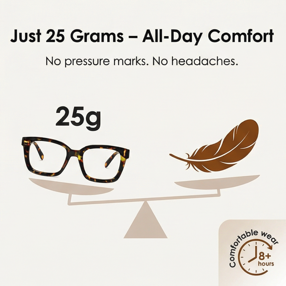 Blue Light Reading Glasses – Spring Hinges, UV Protection & Lightweight 25g