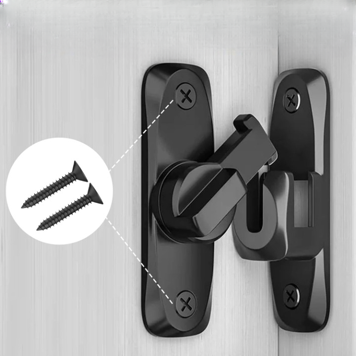 Universal Adjustable Door Latch – Zinc Alloy, 90°/180° Angle & Screw or Adhesive Mount