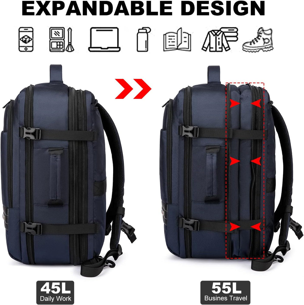 Expandable 45-55L Waterproof Travel Backpack