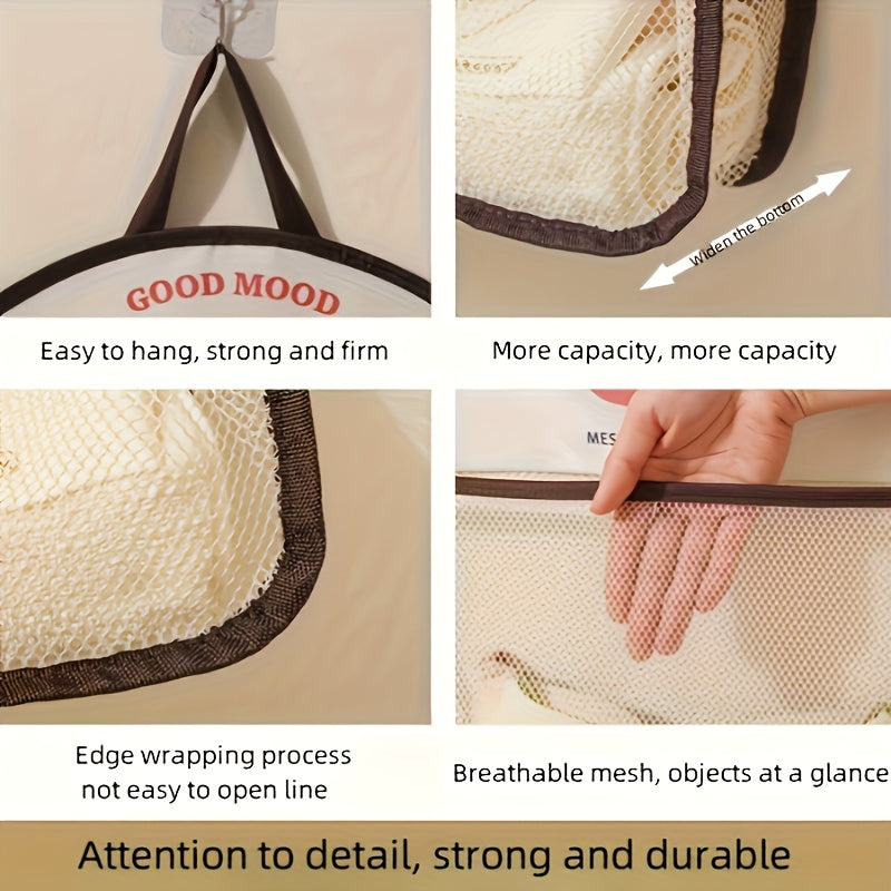 Foldable Mesh Storage Bag – Breathable, Metal Hooks & Cute Animal Prints