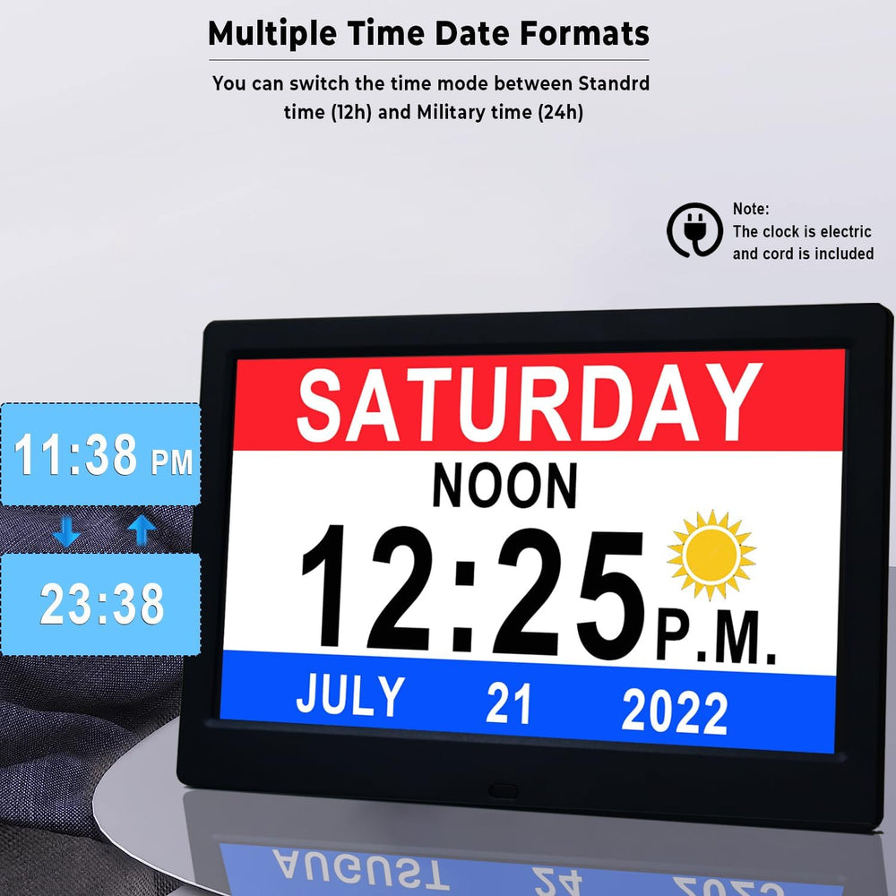 11.5-Inch Digital Calendar Day Clock with 19 Reminders - Claryon