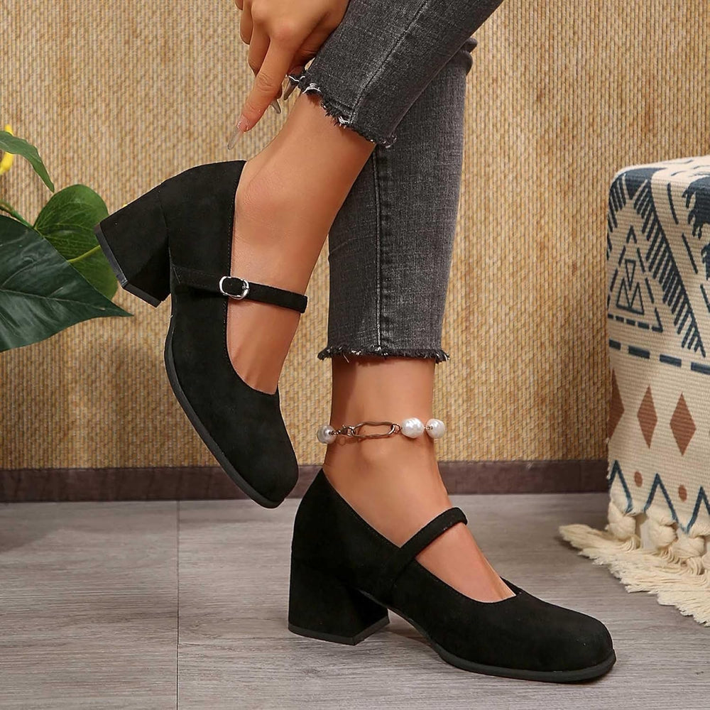 Lena – Suede Buckle Pumps
