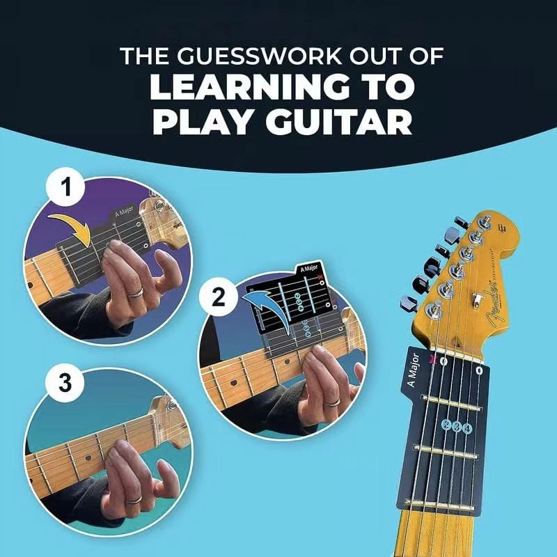 Guitar Chord Cards Set – Fretboard Mount, Beginner Learning Aid & Storage Case