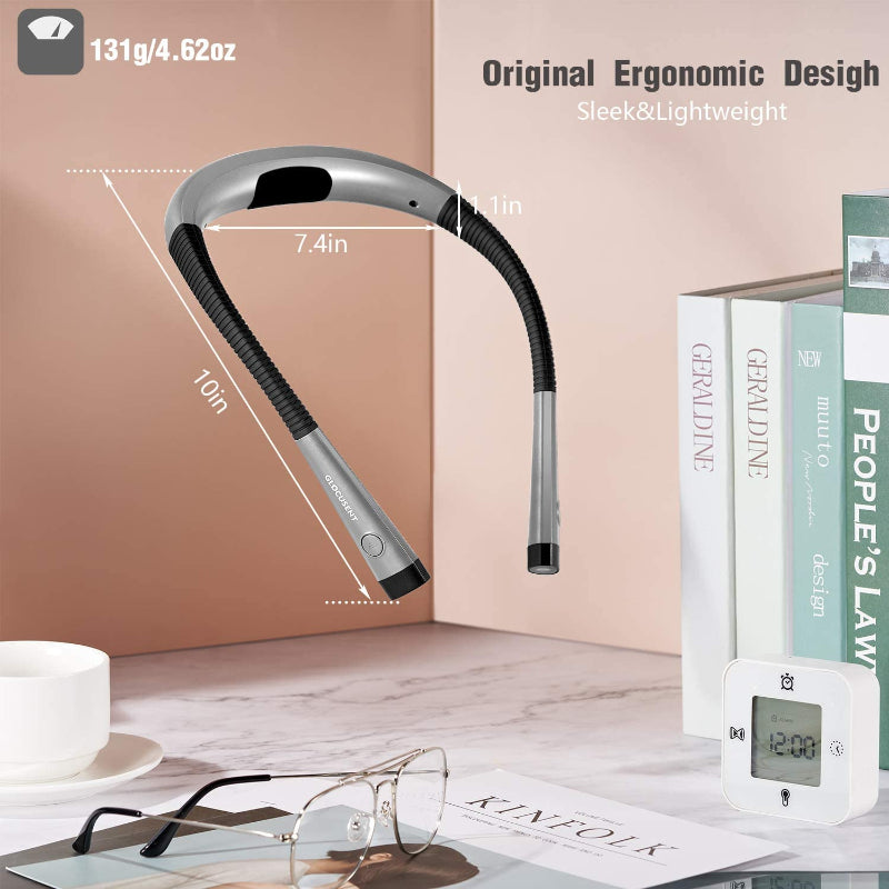 BowLift | LED Neck Reading Lamp, Book Light for Reading in Bed, 3 Colors, 6 Brightness Levels, Flexible Arm, Rechargeable, Durable, Perfect for Reading, Knitting, Camping, Repairing