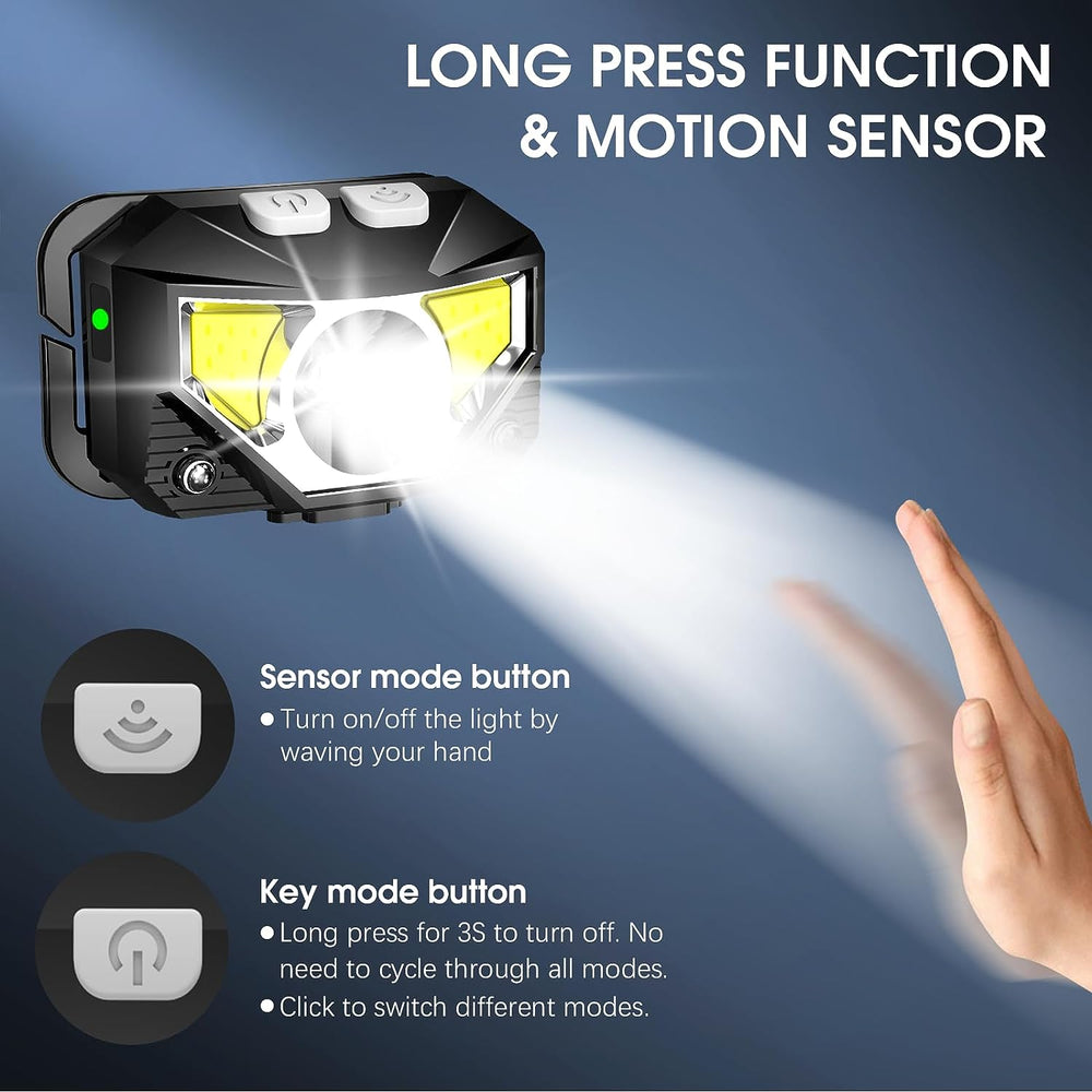 Lumivor – 2-Pack Ultra-Bright Rechargeable LED Headlamp with Motion Sensor