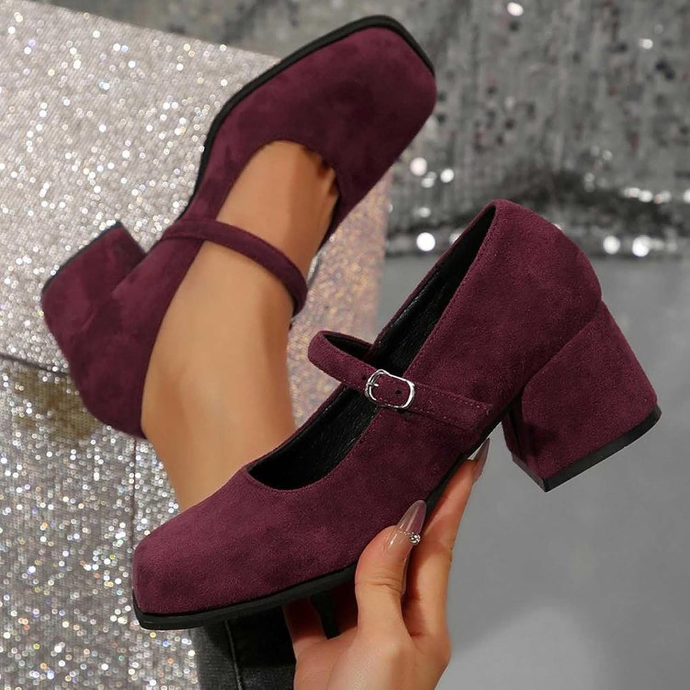 Lena – Suede Buckle Pumps