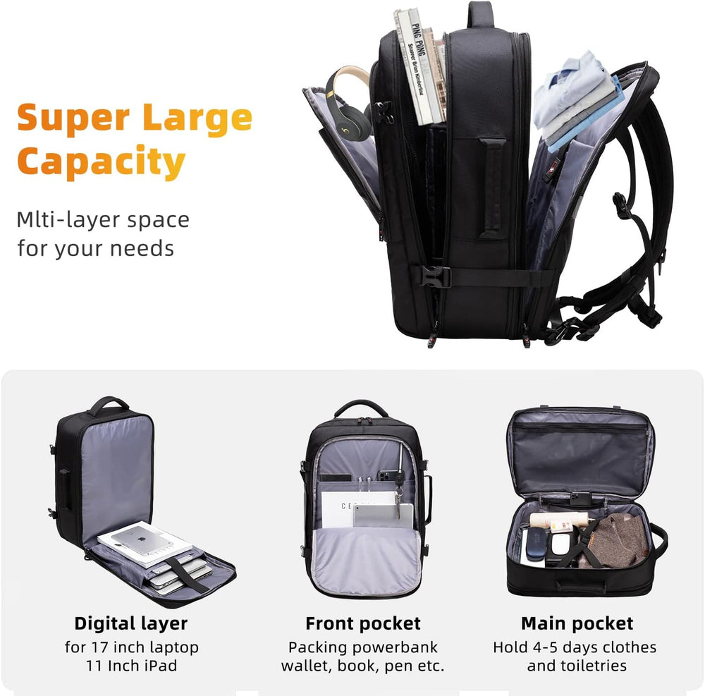 Expandable 45-55L Waterproof Travel Backpack
