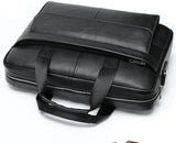 Premium 15” Cowhide Leather Business Briefcase with Organizer Compartments - Stylish & Durable Professional Bag