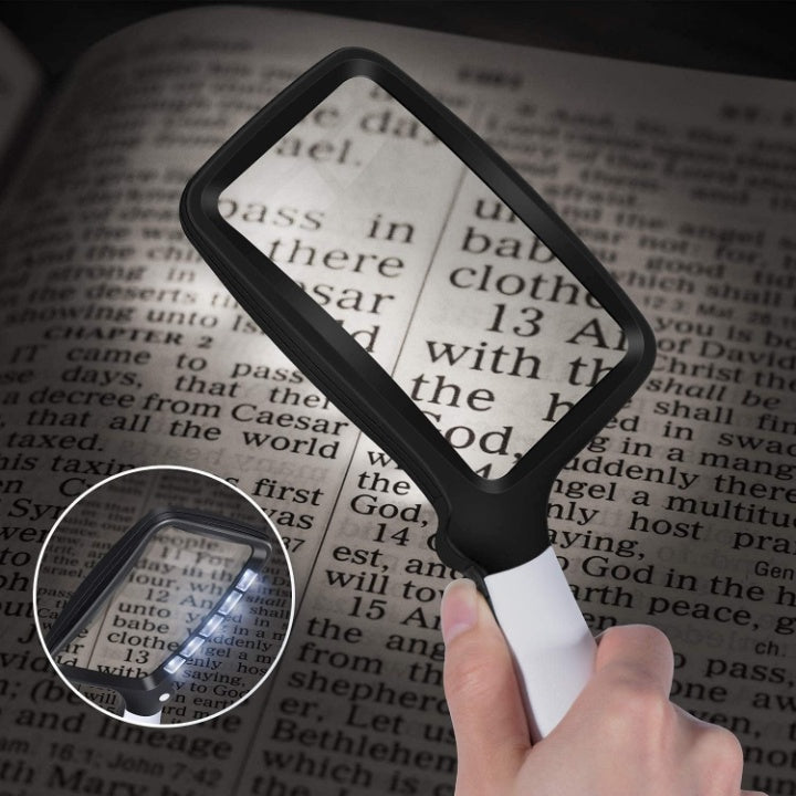Enhanced Product Title: "LED Handlupe für müheloses Lesen von Kleingedrucktem – Vergrößerungslinse mit integrierter Beleuchtung" 

This title includes relevant keywords for better visibility while clearly describing the product's features and benefits.