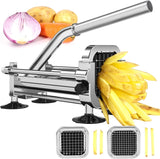 Stainless Steel French Fry Cutter – 2 Cutting Inserts, Suction Feet & Rust-Resistant