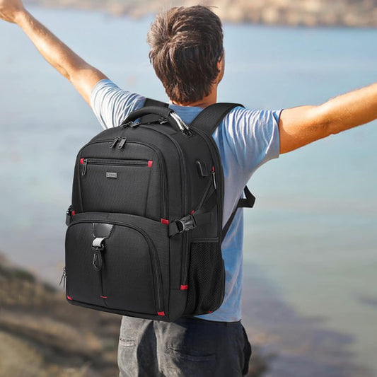 50L Extra Large Water-Resistant Travel Laptop Backpack with USB Charging Port - Ideal for Business & Outdoor U