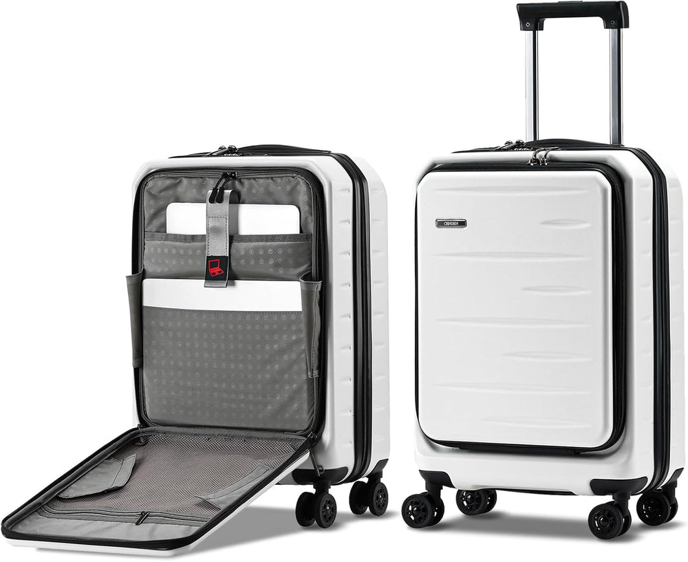 Expandable Hard Shell Carry-On Luggage with Front Pocket & TSA-Approved Lock - Lightweight Travel Suitcase