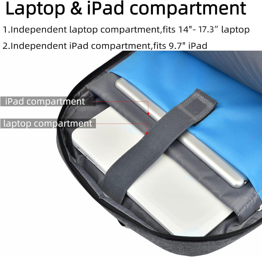 Water-Resistant Travel Laptop Backpack with USB Charging Port & Organized Storage Compartments - Perfect for Commuting & Travel
