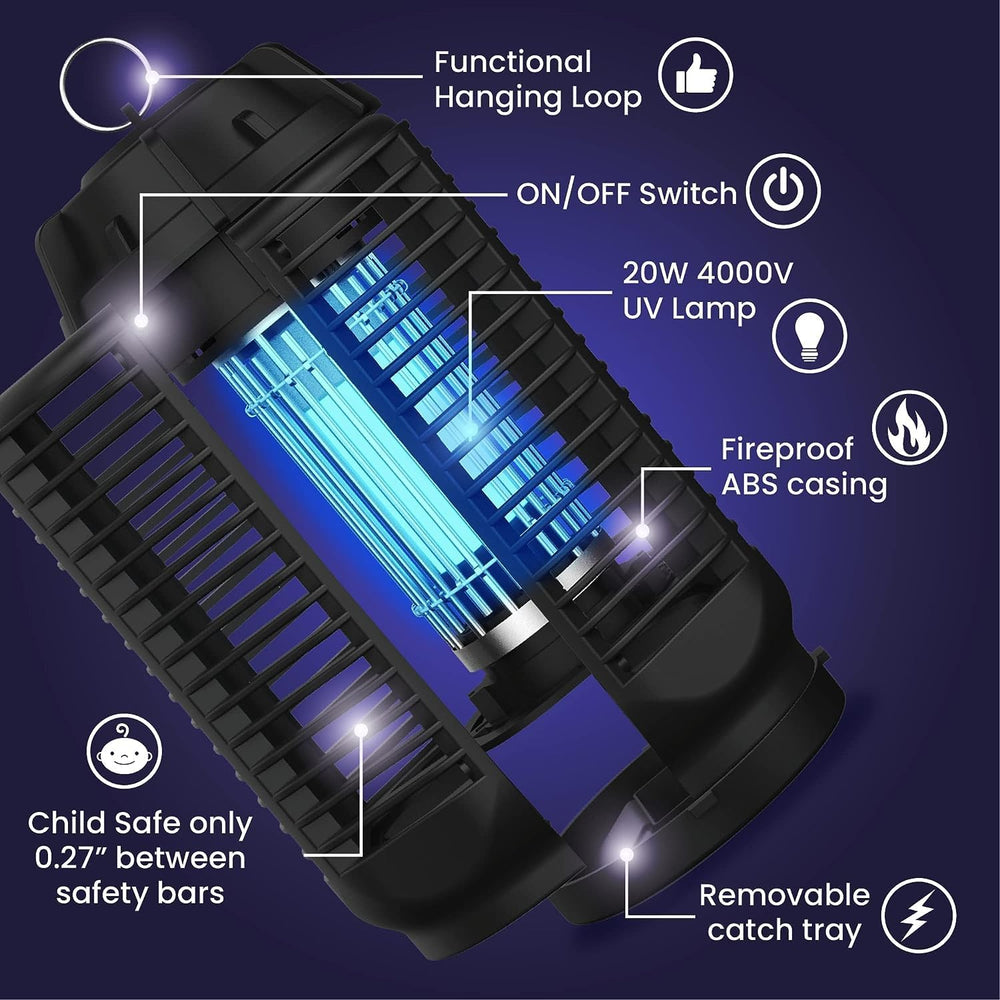Electric Bug Zapper with 20W UV Light and 4200V Grid, IPX4 Waterproof - Zeytra