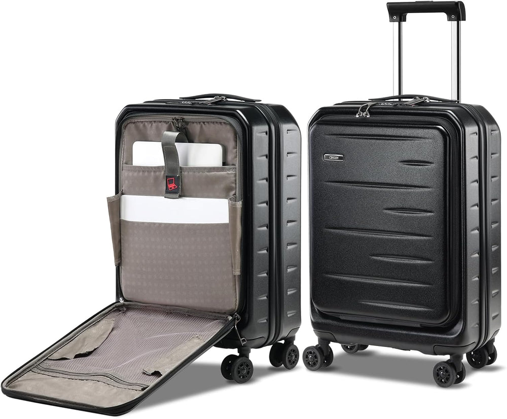 Expandable Hard Shell Carry-On Luggage with Front Pocket & TSA-Approved Lock - Lightweight Travel Suitcase