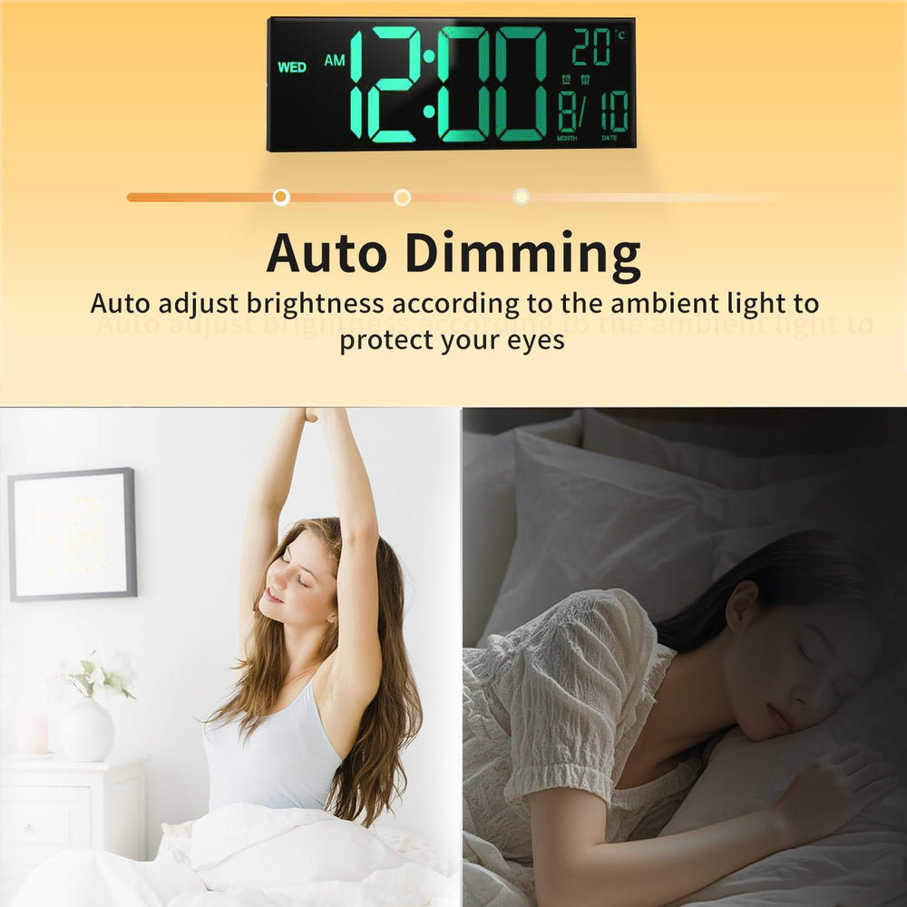 16-Inch RGB Digital Wall & Desk Alarm Clock with Remote - Lumeris