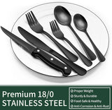 24-Piece Black Cutlery Set – Complete Dining Set for 4 People – Elegant Stainless Steel Flatware