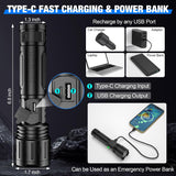 Tactical LED Flashlight – Rechargeable, 100000 Lumens & Waterproof Design