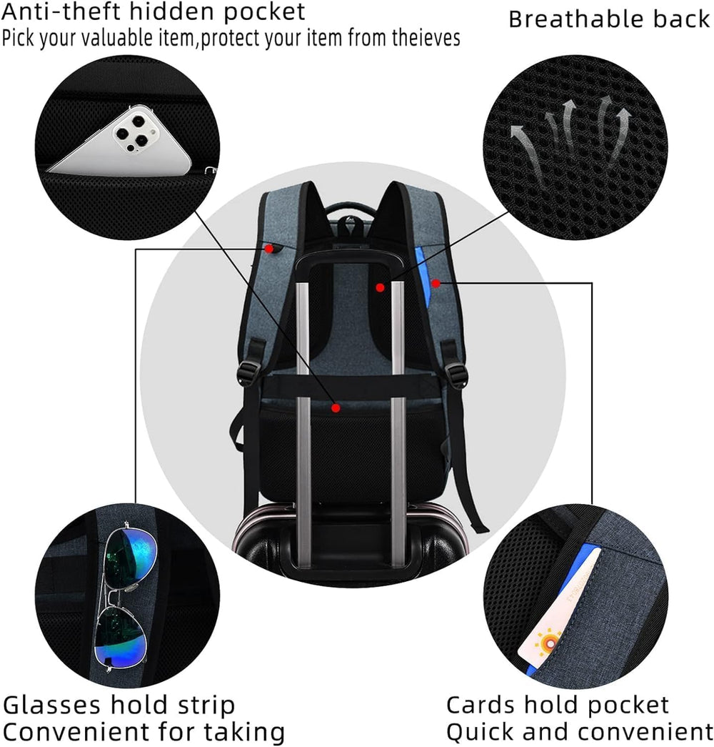 Water-Resistant Travel Laptop Backpack with USB Charging Port - Durable, Stylish, and Versatile for Commuting and Outdoor Adventures