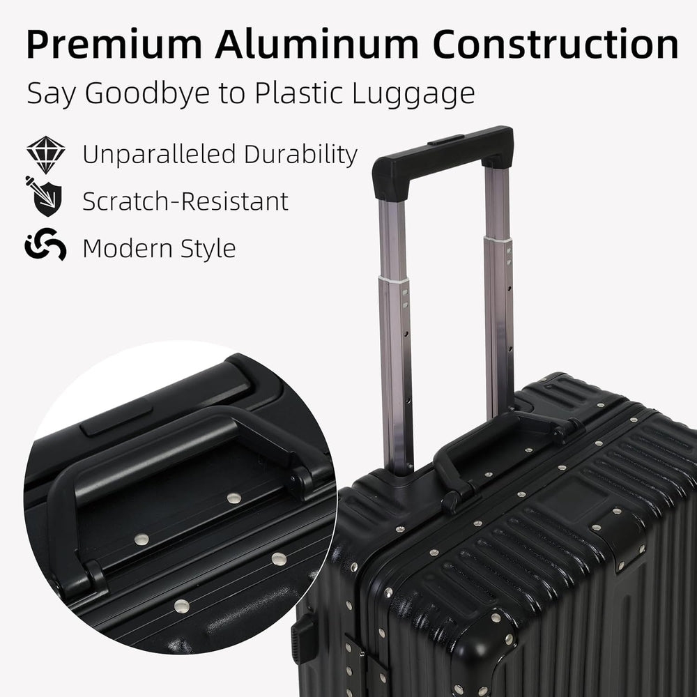 Enhanced Product Title: **Premium Aluminium Frame Carry-On Luggage with TSA Lock & Whisper-Quiet Wheels - Lightweight & Durable Travel Suitcase**
