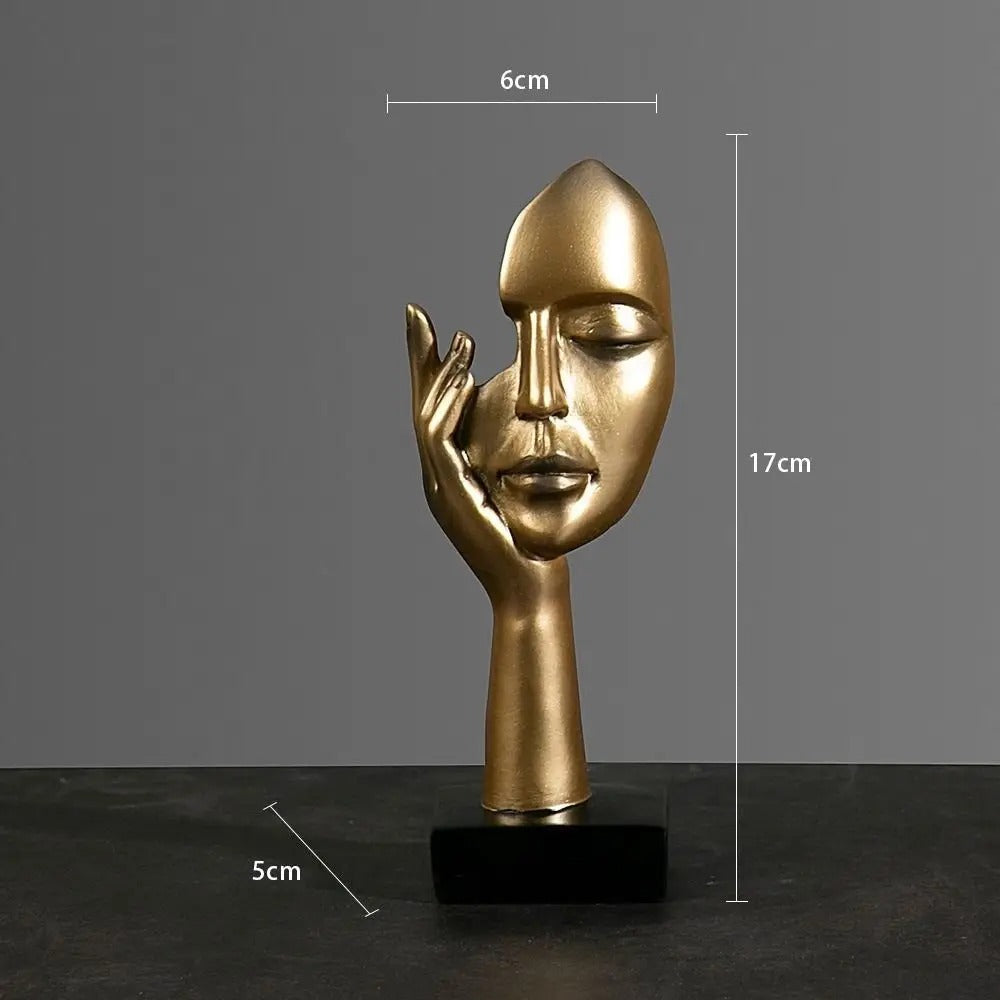Abstract Face Sculpture – Resin, 17×6.5×5cm, Gold, Black or White Home Decor