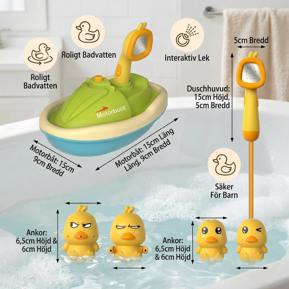 Bath Toy Boat with Shower Head – Motorized Sprayer, Squirt Ducks & Water Play