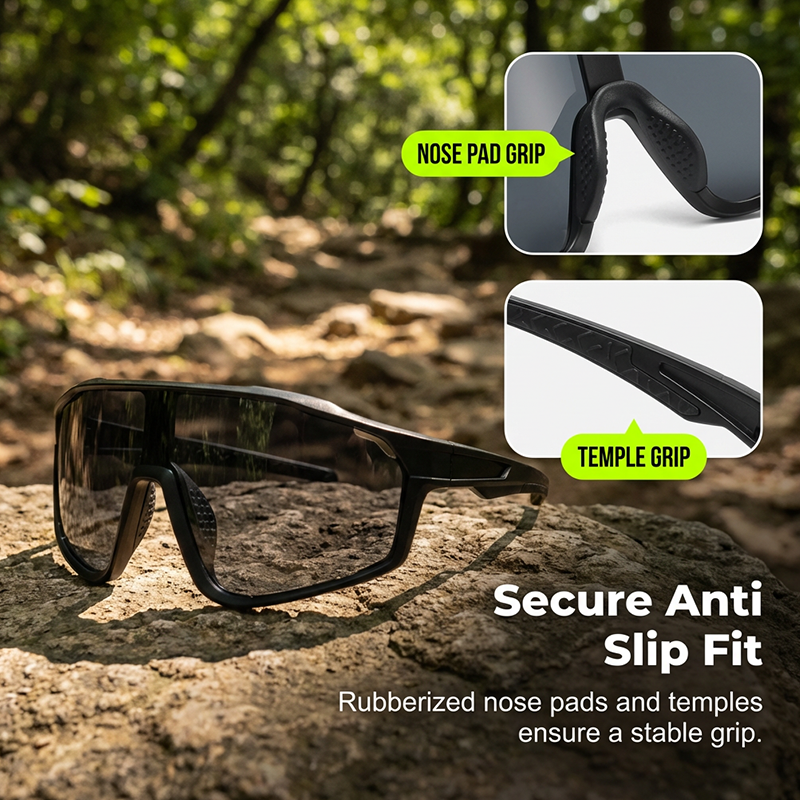 Unisex Sport Sunglasses – Photochromic Lenses, Rimless Design & Polycarbonate Frame