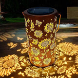 Solar Garden Lantern – Sunflower Pattern, LED Light & Weatherproof Metal