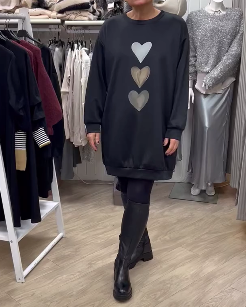 Enhanced Product Title: Francine™ Women's Long Sleeve Heart Pattern Sweatshirt - Cozy & Stylish Pullover for Everyday Wear

This optimized title includes relevant keywords while maintaining clarity and appeal for potential customers.