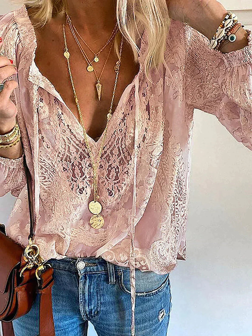 Elodie Exclusive Lace Blouse - Pink