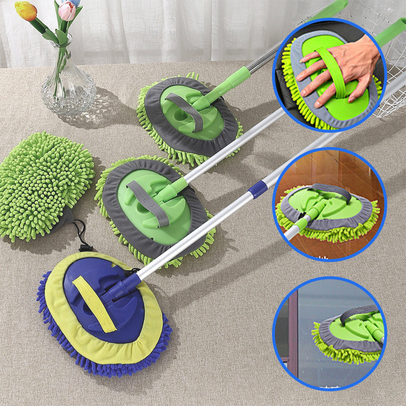Telescopic Car Wash Brush – 58-115cm Extendable, 180° Swivel Head & Microfiber