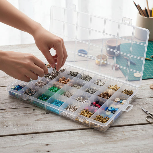 Plastic Storage Organizer Box – Multi-Compartment, Buckle Closure & Mother's Day Gift