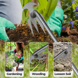 Stainless Steel Weeding Fork – Ergonomic Wooden Handle, 3-Prong & 40/50cm Lengths