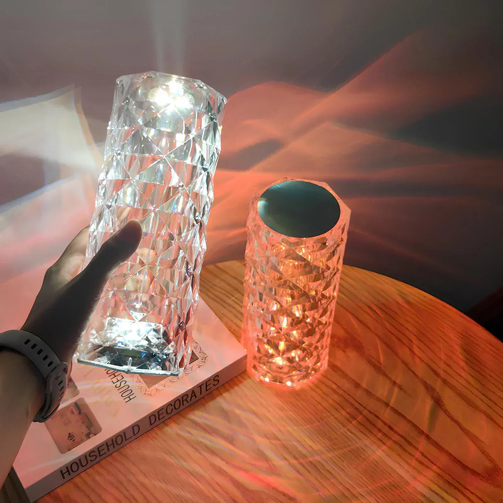 Crystal LED Touch Lamp – 16 Colors, USB-C Rechargeable & Remote Control