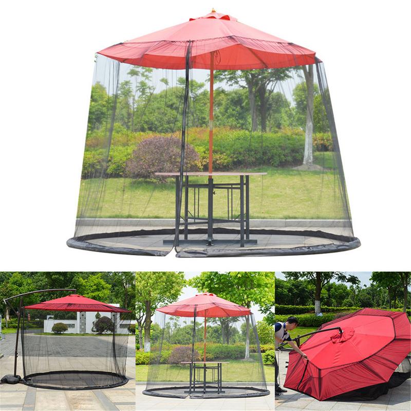 Patio Umbrella Mosquito Net – Ø335cm, Zippered, Fits 229–299cm Umbrellas